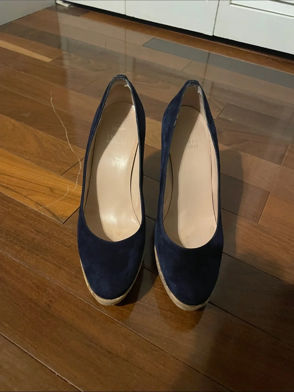 Stuart Weitzman Corkswoon navy suede wedge, size 9.5 - Picture 7 of 12